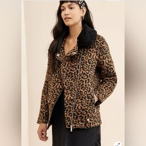 Avec Les Filles Leopard Print Wool Jacket